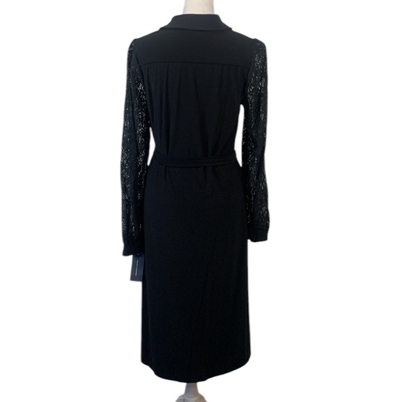 Tommy Hilfiger Black Button Down Long Lace Sleeve Midi Dress- NWT- Size 4 - Picture 9 of 12